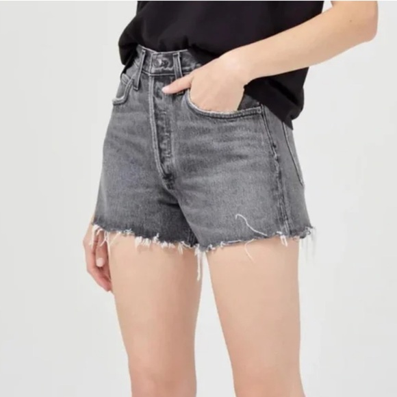 AGOLDE Dee Vintage Distressed Cut Off High Rise Shorts - Picture 2 of 6